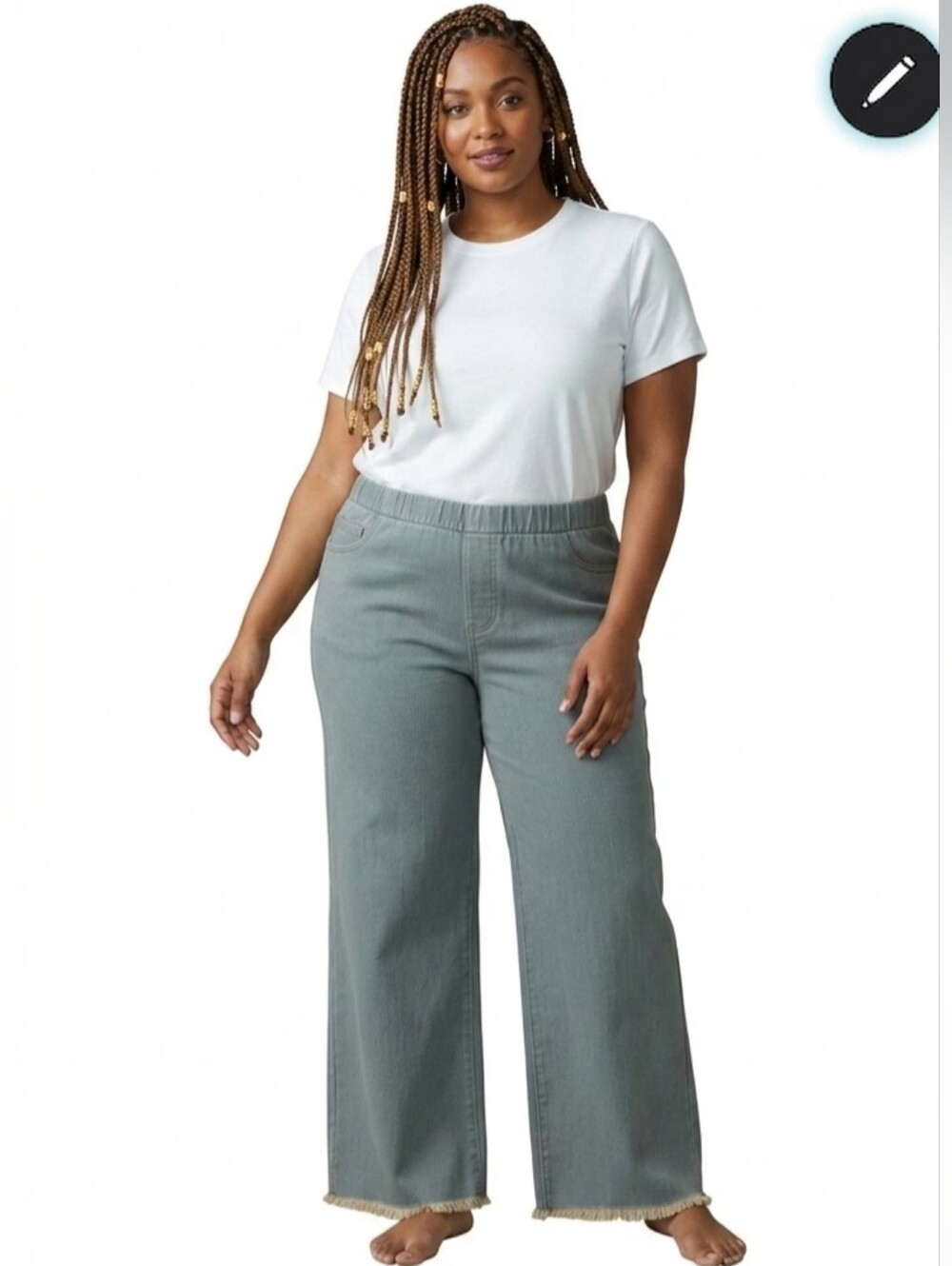 Eileen Fisher Plus 3X Jeans Organic Cotton Straight Leg Frayed Hem NWT Ret $278
